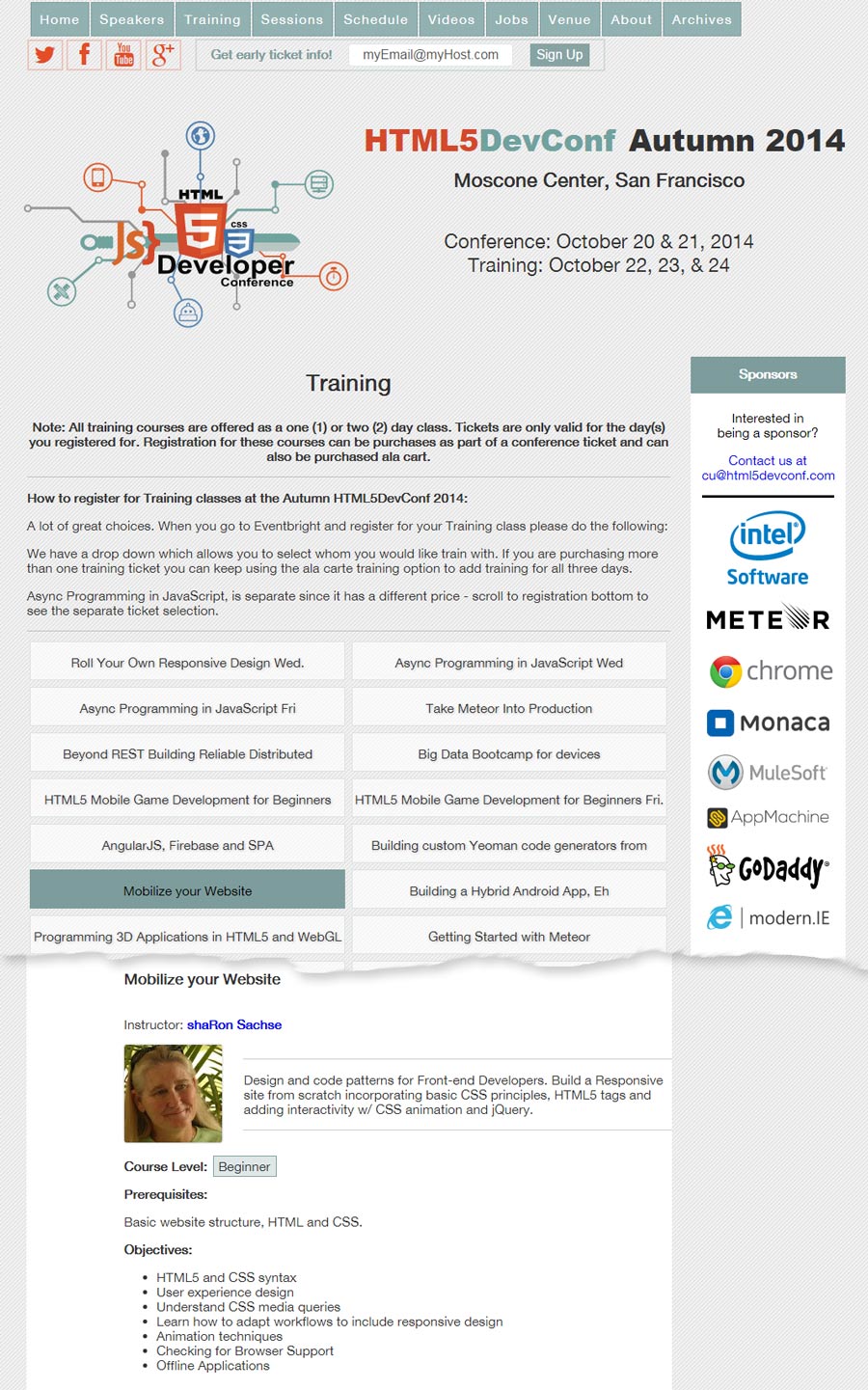 HTML5 DevConf 2014 Trainer